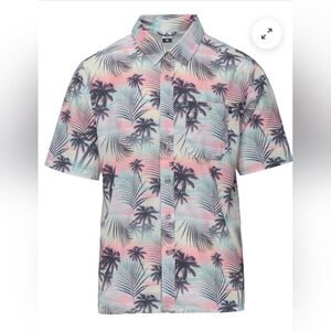 Men's Tropical Palm Short-Sleeve Shirt - Pastel Pink & Mint